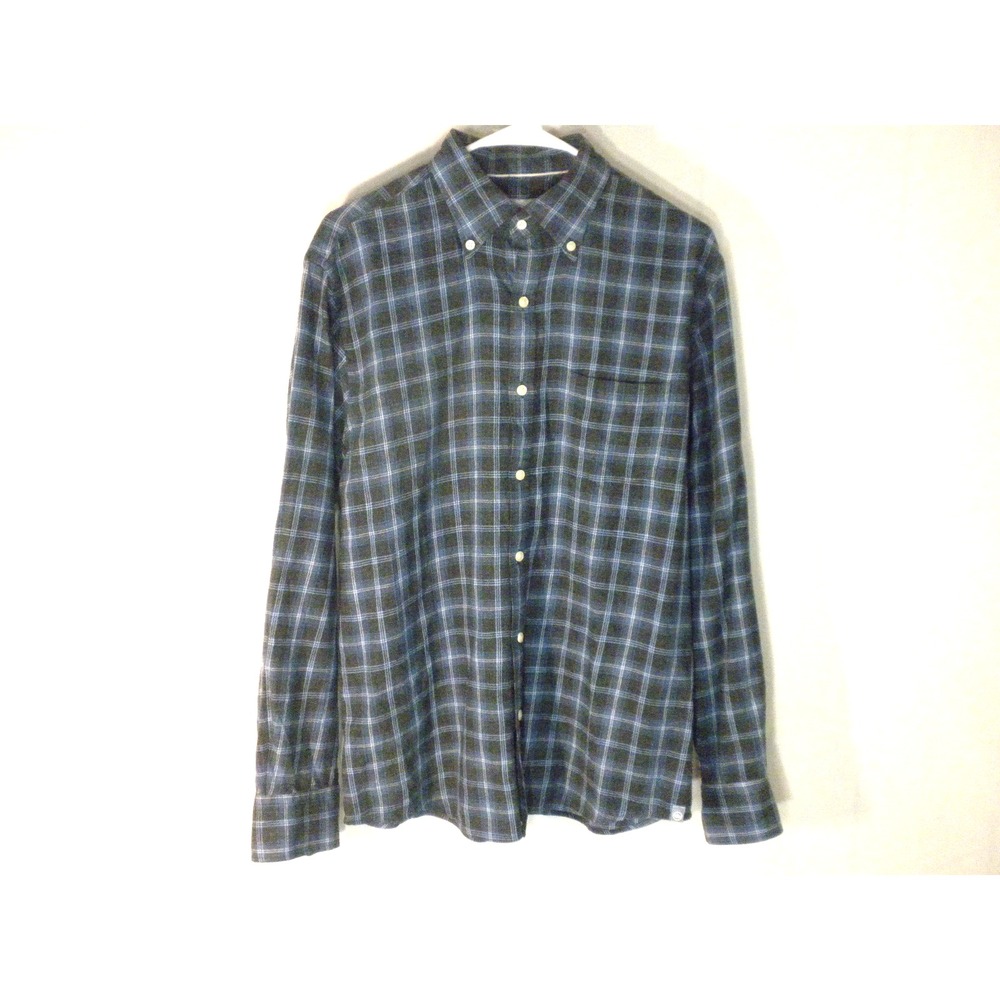 Peter Millar Shirt Mens M Blue Black Plaid Greymouth Flannel Sport Button‎ Down